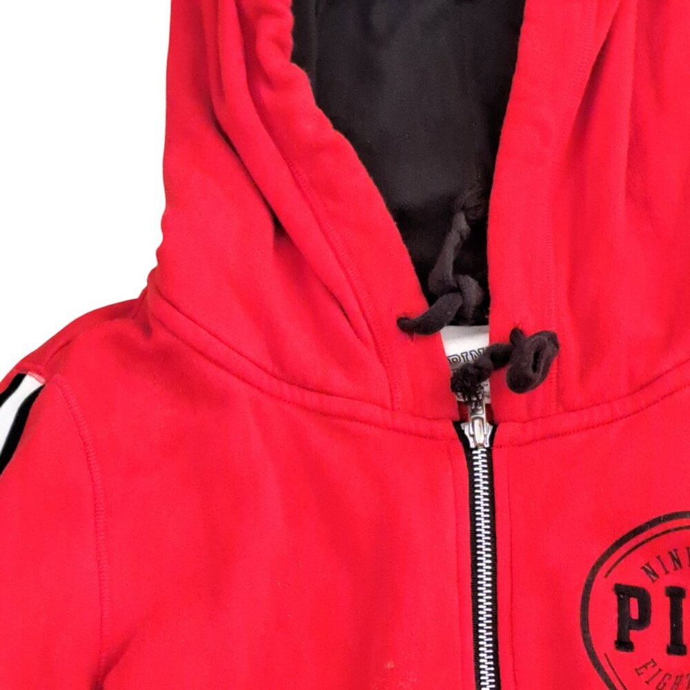 PINK Victoria's Secret Limited Edition Red Zip Hoodie XS | White & Black Stripe - Picture 6 of 11